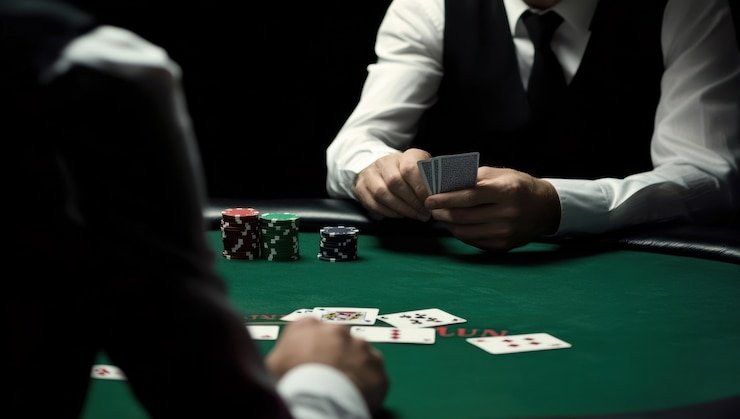 Live dealer studio with multiple camera feeds showing card game in progress